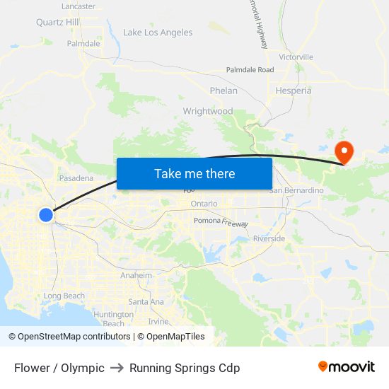 Flower / Olympic to Running Springs Cdp map