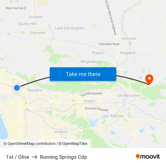 1st / Olive to Running Springs Cdp map