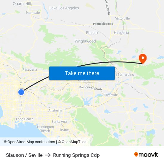 Slauson / Seville to Running Springs Cdp map