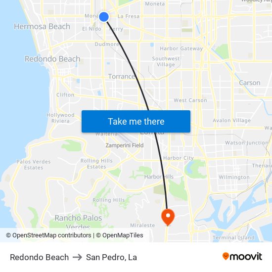 Redondo Beach to San Pedro, La map