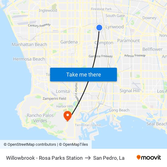 Willowbrook - Rosa Parks Station to San Pedro, La map