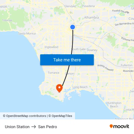 Union Station to San Pedro map