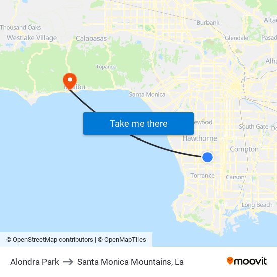 Alondra Park to Santa Monica Mountains, La map