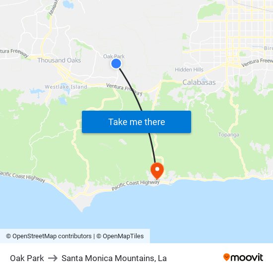 Oak Park to Santa Monica Mountains, La map