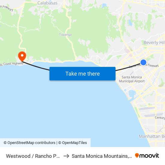 Westwood / Rancho Park to Santa Monica Mountains, La map