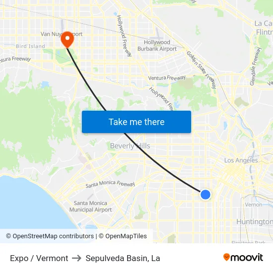Expo / Vermont to Sepulveda Basin, La map
