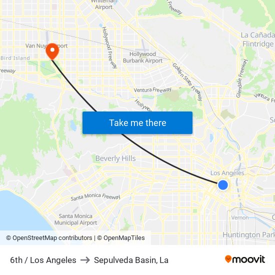 6th / Los Angeles to Sepulveda Basin, La map