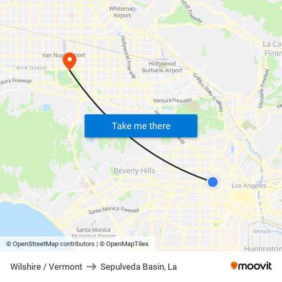 Wilshire / Vermont to Sepulveda Basin, La map