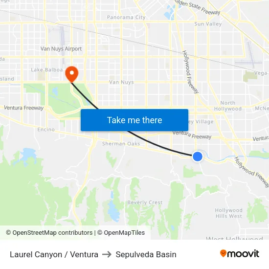 Laurel Canyon / Ventura to Sepulveda Basin map