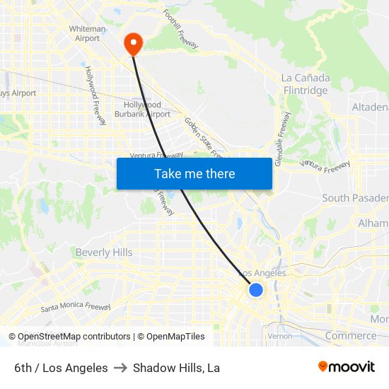 6th / Los Angeles to Shadow Hills, La map