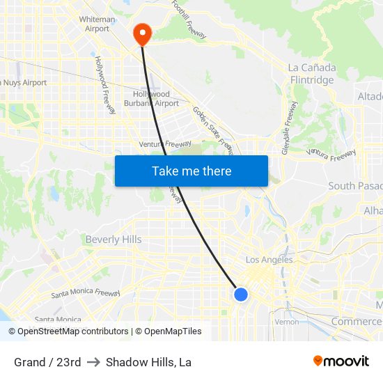 Grand / 23rd to Shadow Hills, La map