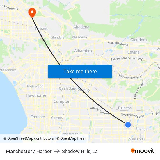 Manchester / Harbor to Shadow Hills, La map