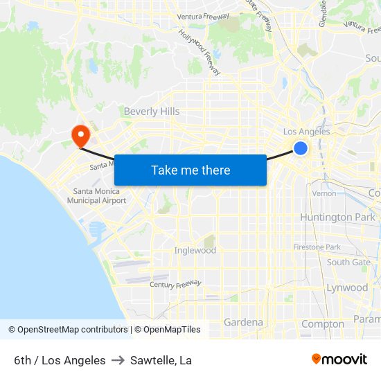 6th / Los Angeles to Sawtelle, La map