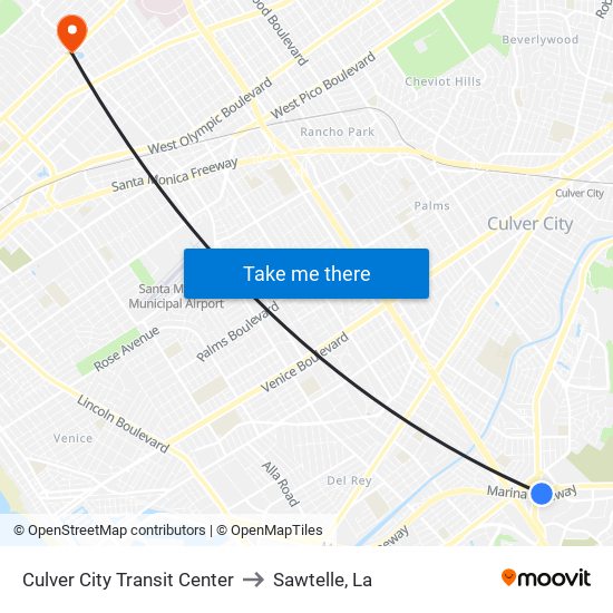 Culver City Transit Center to Sawtelle, La map