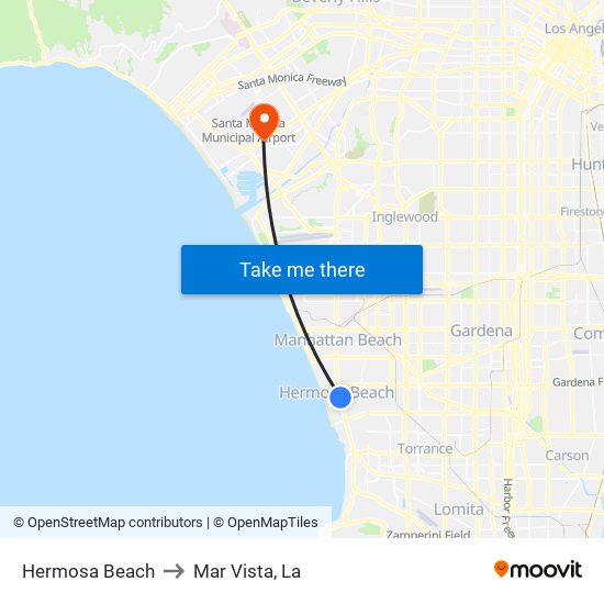 Hermosa Beach to Mar Vista, La map