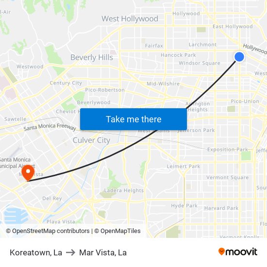 Koreatown, La to Mar Vista, La map