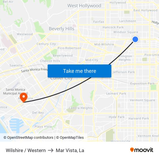 Wilshire / Western to Mar Vista, La map