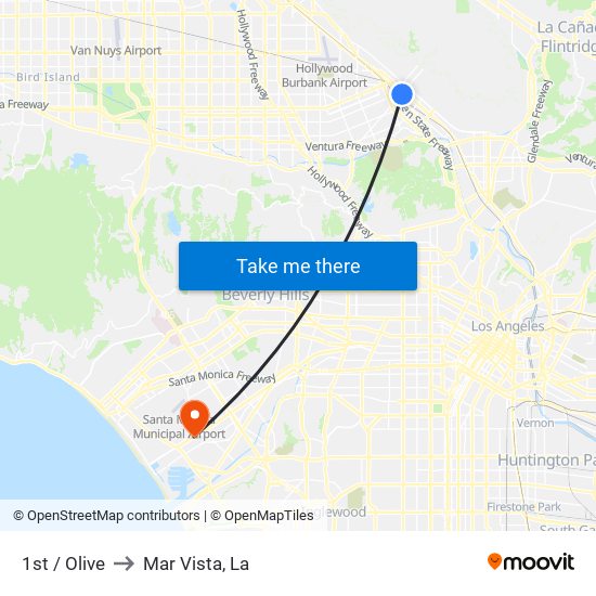 1st / Olive to Mar Vista, La map