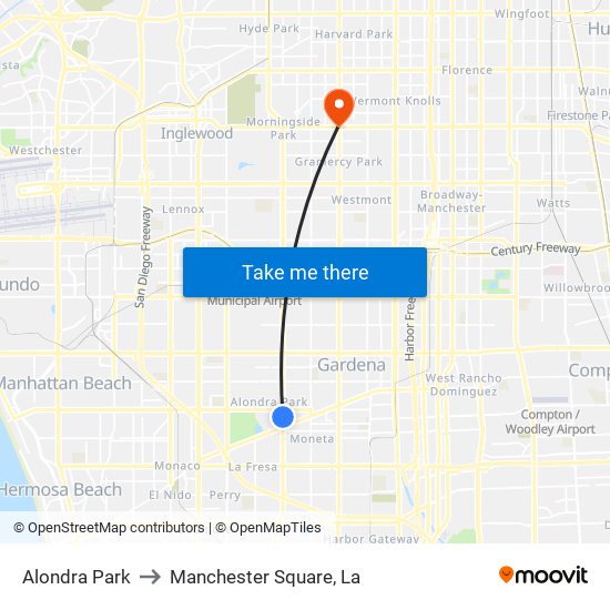 Alondra Park to Manchester Square, La map