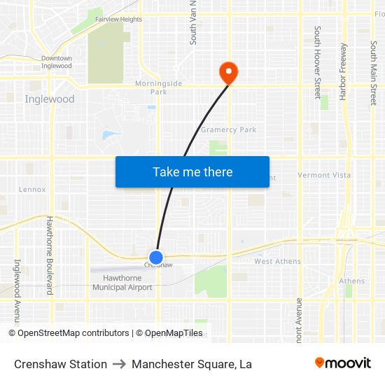 Crenshaw Station to Manchester Square, La map