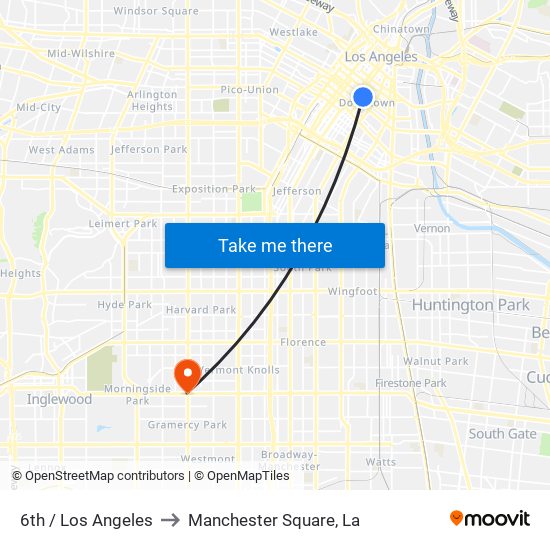 6th / Los Angeles to Manchester Square, La map
