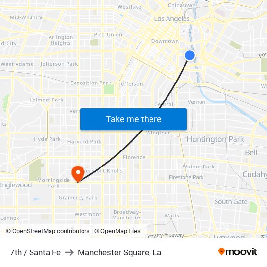 7th / Santa Fe to Manchester Square, La map