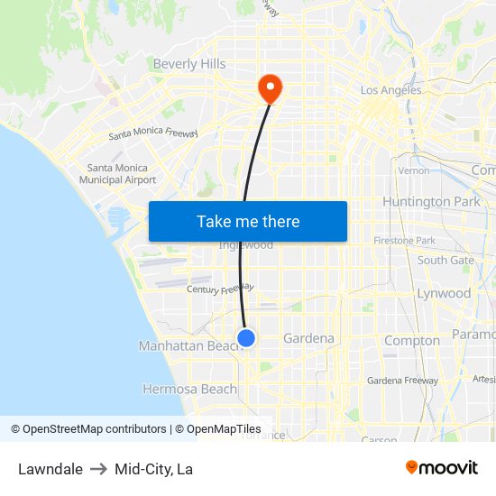 Lawndale to Mid-City, La map