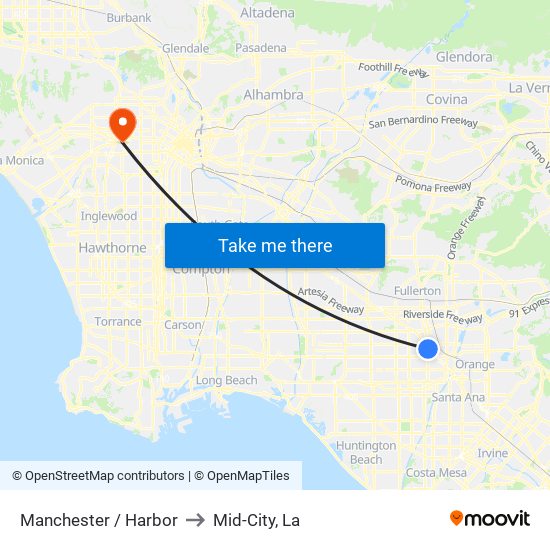 Manchester / Harbor to Mid-City, La map