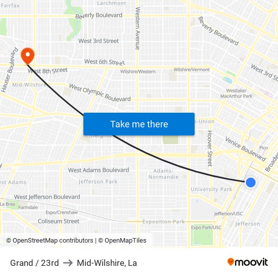 Grand / 23rd to Mid-Wilshire, La map