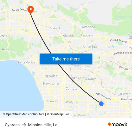 Cypress to Mission Hills, La map