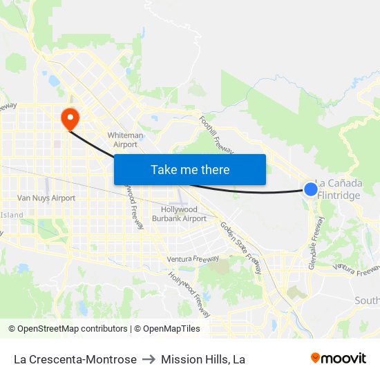 La Crescenta-Montrose to Mission Hills, La map