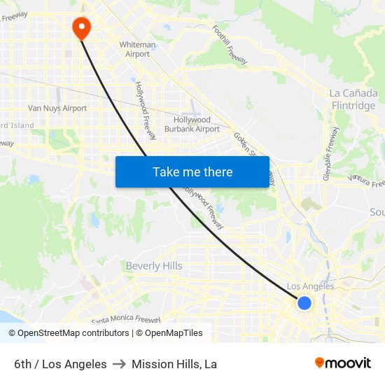 6th / Los Angeles to Mission Hills, La map