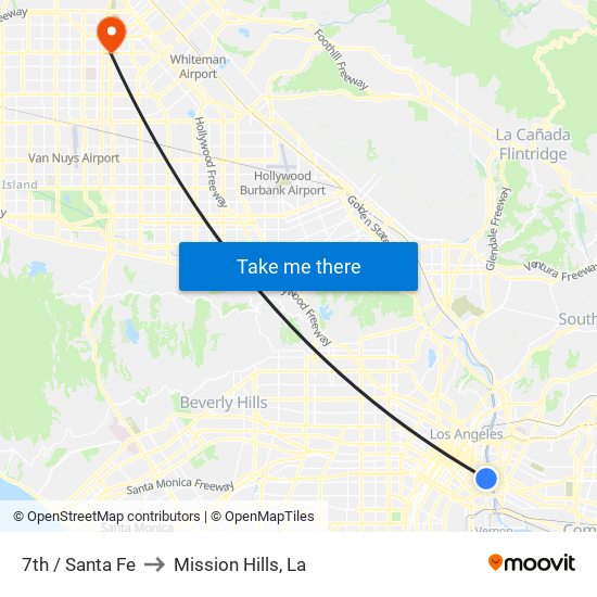 7th / Santa Fe to Mission Hills, La map