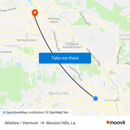 Wilshire / Vermont to Mission Hills, La map