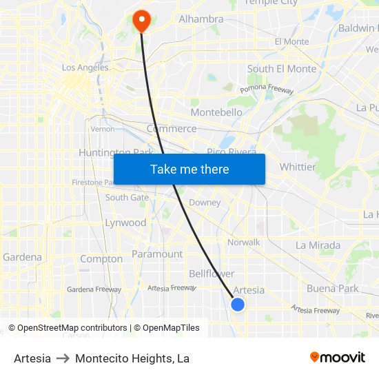 Artesia to Montecito Heights, La map