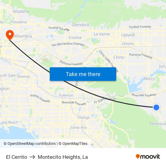 El Cerrito to Montecito Heights, La map