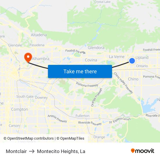 Montclair to Montecito Heights, La map