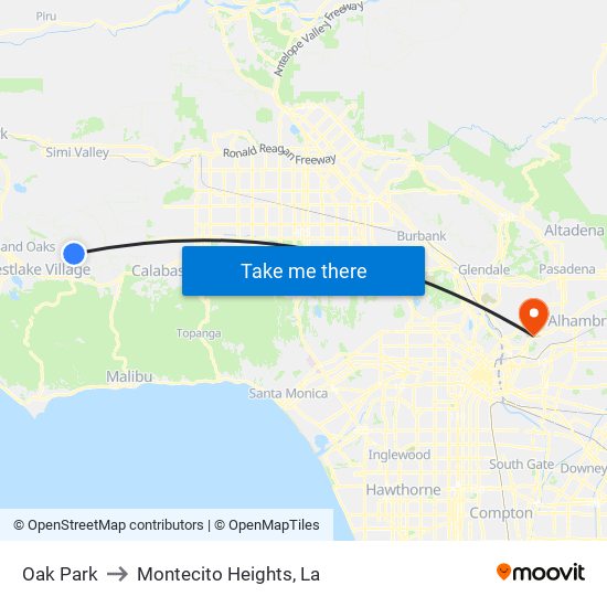 Oak Park to Montecito Heights, La map