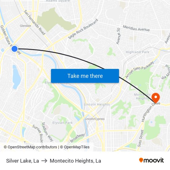 Silver Lake, La to Montecito Heights, La map