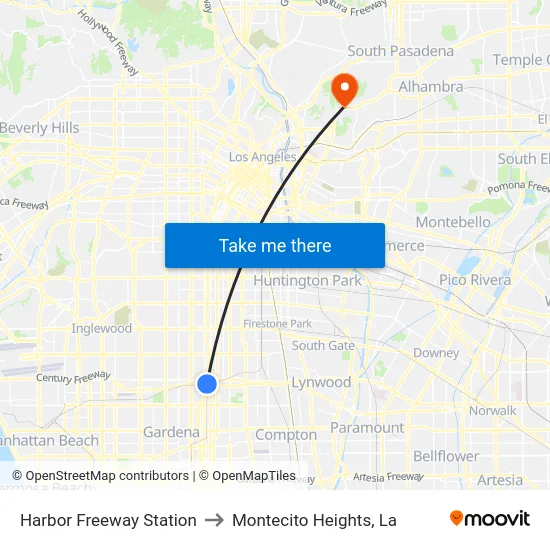 Harbor Freeway Station to Montecito Heights, La map