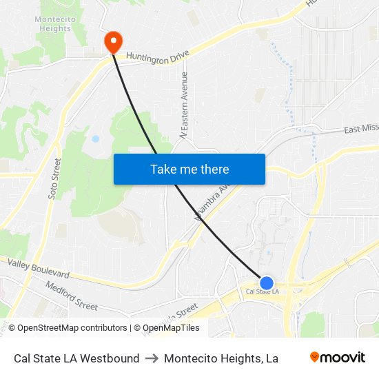 Cal State LA Westbound to Montecito Heights, La map