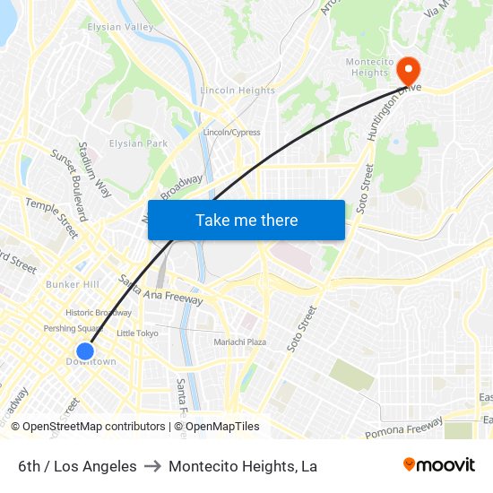 6th / Los Angeles to Montecito Heights, La map