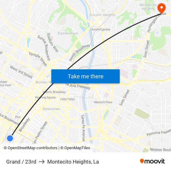 Grand / 23rd to Montecito Heights, La map