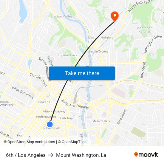 6th / Los Angeles to Mount Washington, La map