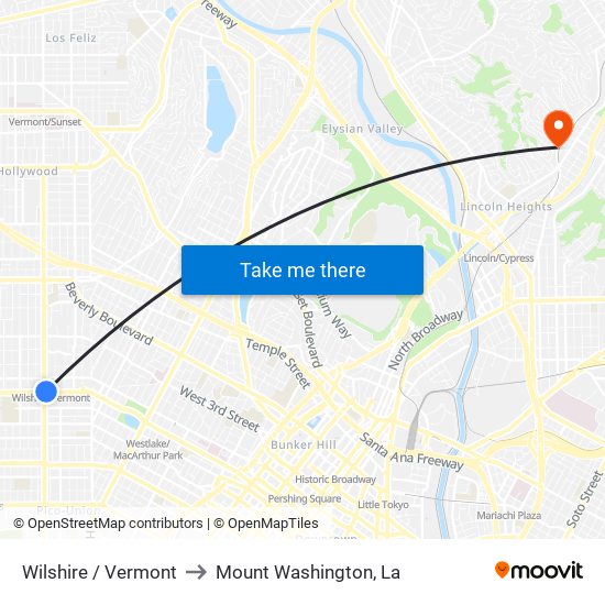 Wilshire / Vermont to Mount Washington, La map