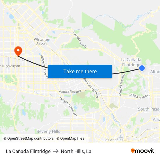 La Cañada Flintridge to North Hills, La map