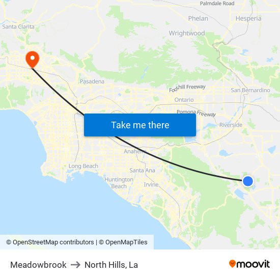 Meadowbrook to North Hills, La map