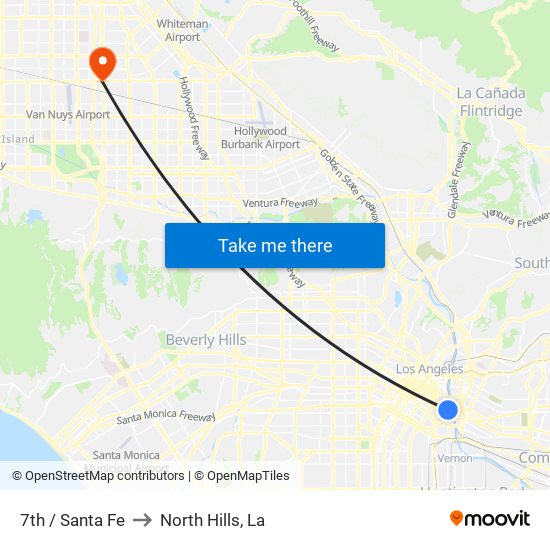 7th / Santa Fe to North Hills, La map