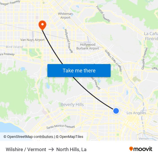 Wilshire / Vermont to North Hills, La map