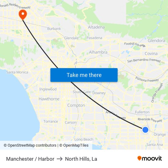 Manchester / Harbor to North Hills, La map